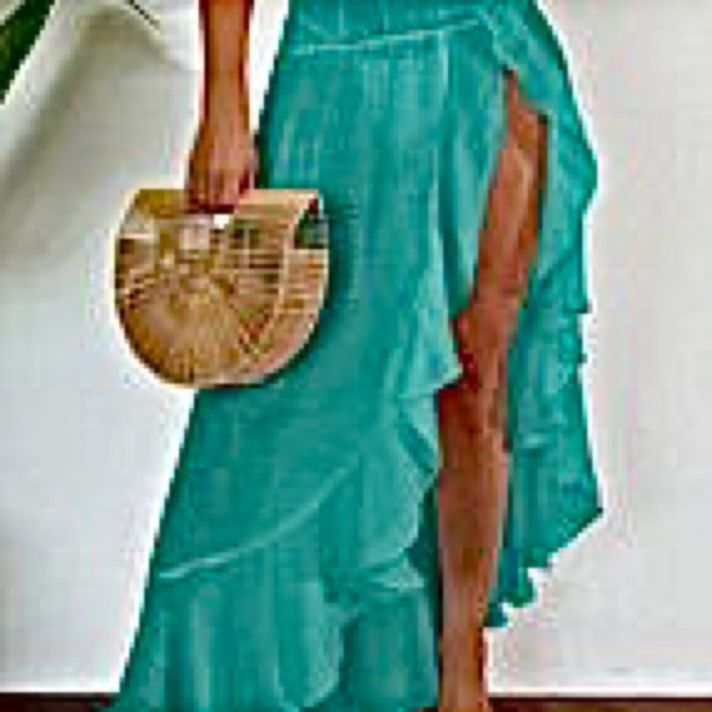 🆕Elegant Teal Ruffle Skirt. Size L. NWT.